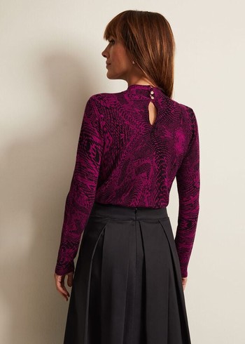 Phase Eight Livetta Snake Print Knitwear Purple Canada | UNYELC-195